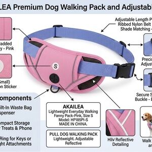 AKAILEA Pink Dog Walking Fanny Pack with Blue Strap